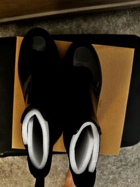 Steve Madden Black Patent Mid-Calf Rain Boots